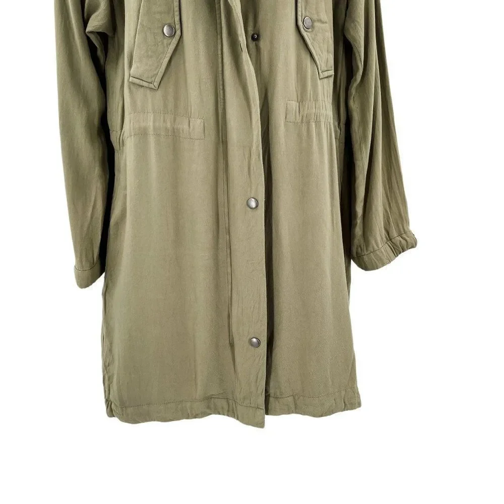 Forever 21 Long Sleeve Lightweight Zip Button Up Hooded Shacket Jacket - Picture 5 of 9